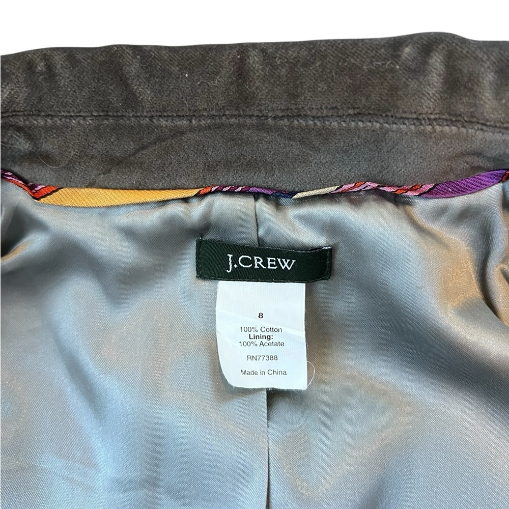 J. Crew Grey Green Colored Velvet Vintage Blazer c.2006 size 8 - Picture 5 of 11